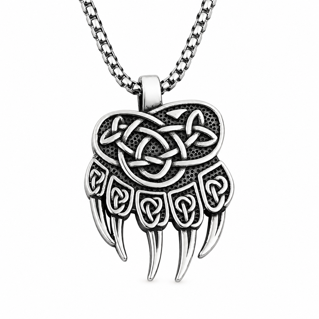 Viking Knot Bear Claw Hanger – Stainless Steel