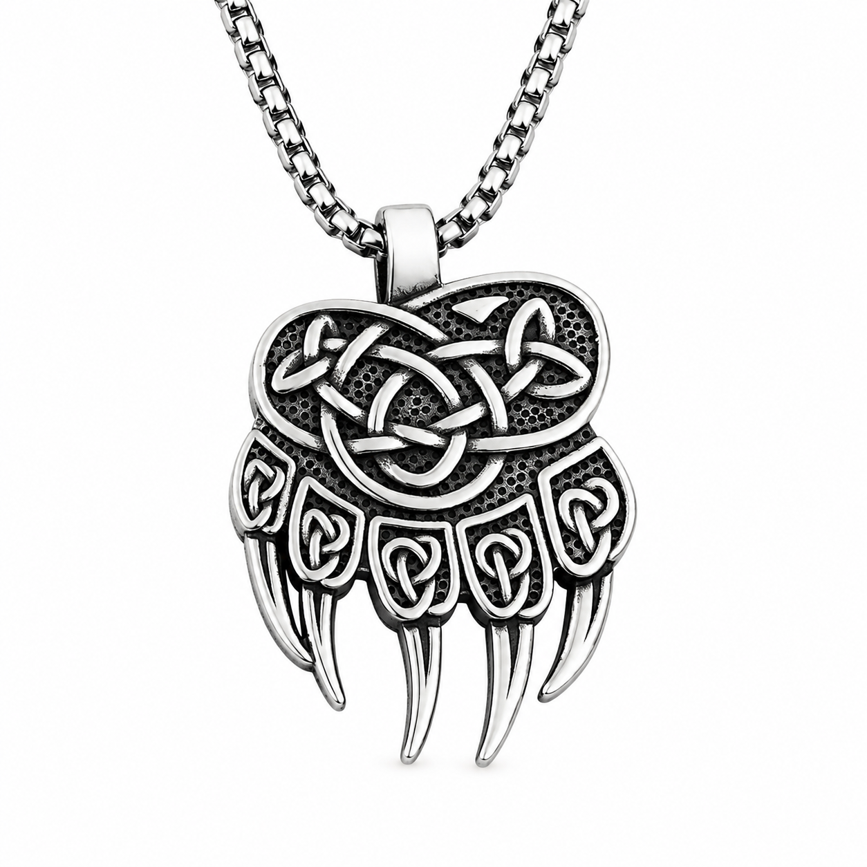 Viking Knot Bear Claw Hanger – Stainless Steel