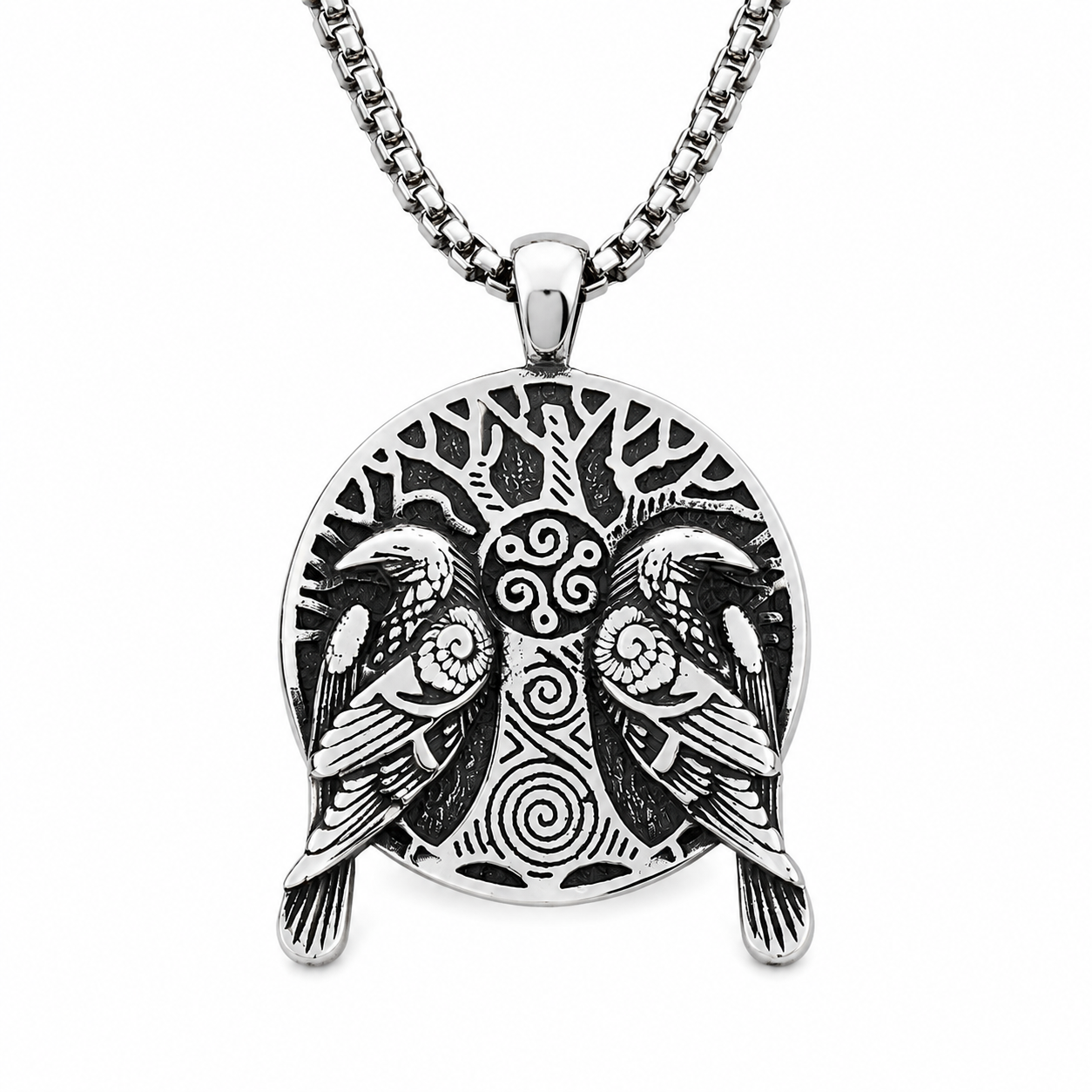 Odin's Ravens Hanger – Huginn & Muninn Pendant – Stainless Steel