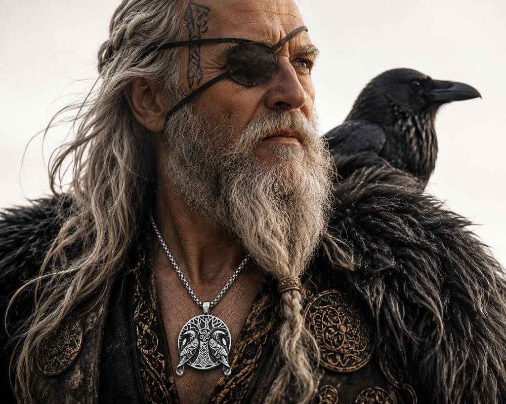Odin's Ravens Hanger – Huginn & Muninn Pendant – Stainless Steel