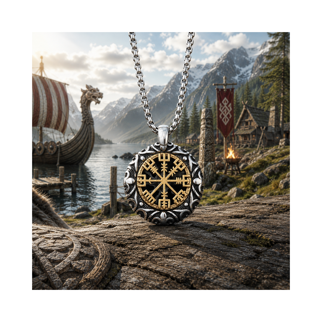 Viking Vegvísir & Sun Hanger – Stainless Steel
