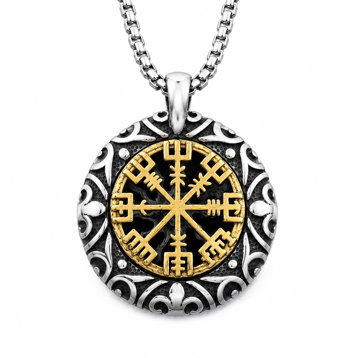 Viking Vegvísir & Sun Hanger – Stainless Steel