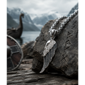 Valkyrie Wing with White Gems Hanger  – Stainless Steel
