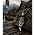 Valkyrie Wing Pendant with Gold Gems Hanger – Stainless Steel