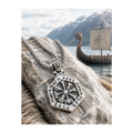 Northern Viking Hexagonal Vegvísir Hanger – Stainless Steel
