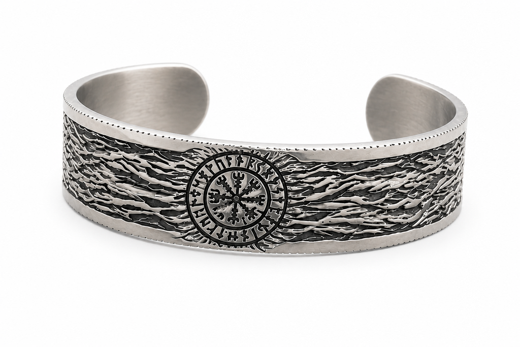Viking Vegvísir Armband – Stainless Steel Cuff