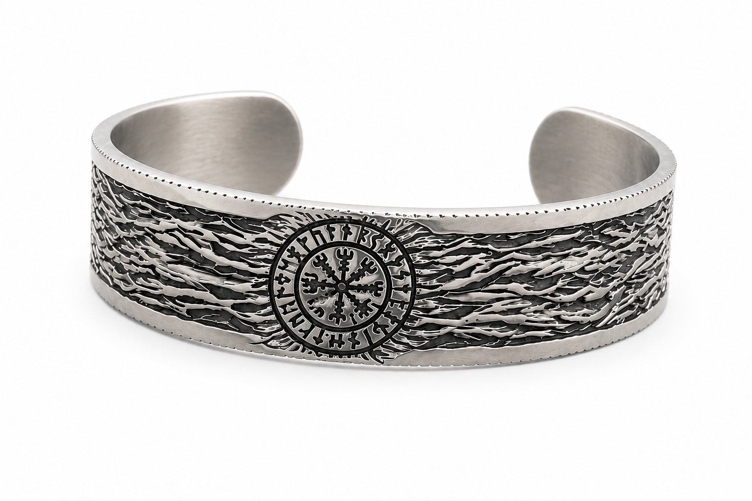 Viking Vegvísir Armband – Stainless Steel Cuff