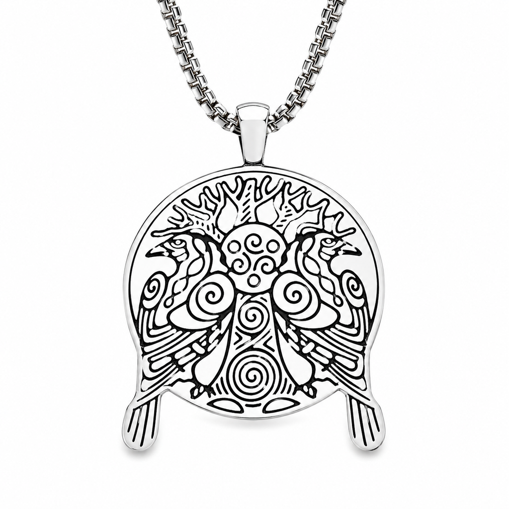 Odin's Ravens Hanger – Huginn & Muninn Pendant – Stainless Steel