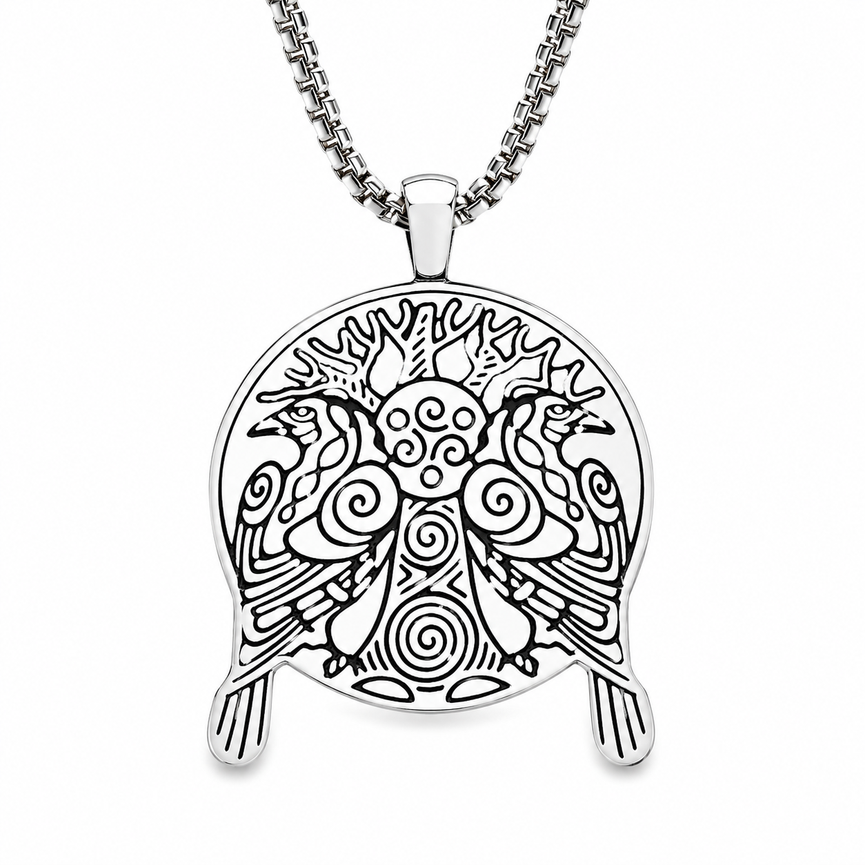 Odin's Ravens Hanger – Huginn & Muninn Pendant – Stainless Steel