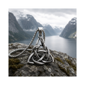 Triquetra Knot with Ouroboros Hanger – Stainless Steel