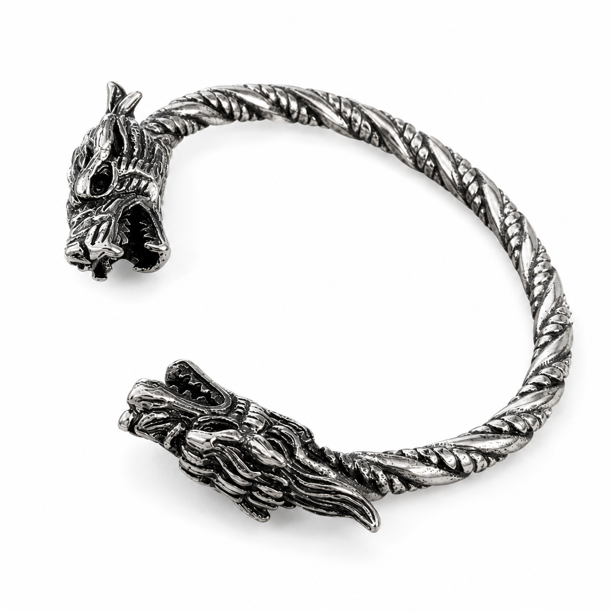 Fafnir Dragehode Armband – Zilverkleurig Viking Design